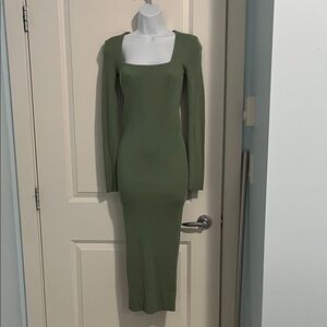 Zara Olive Long Sleeve Dress